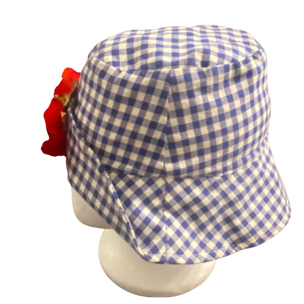 Vintage Summer and the Hat Man Blue Gingham Floral Bucket Hat LG USA Cottagecore - Picture 2 of 7